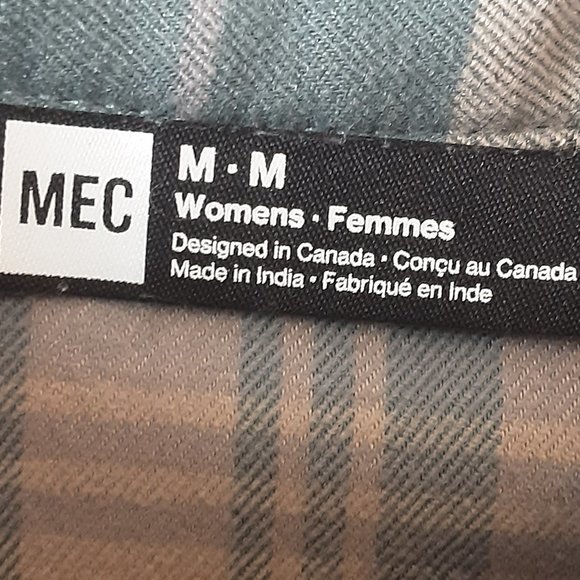MEC Women's Plaid Button-up Collared Shirt, Beige & Green, Size Medium - Picture 12 of 14